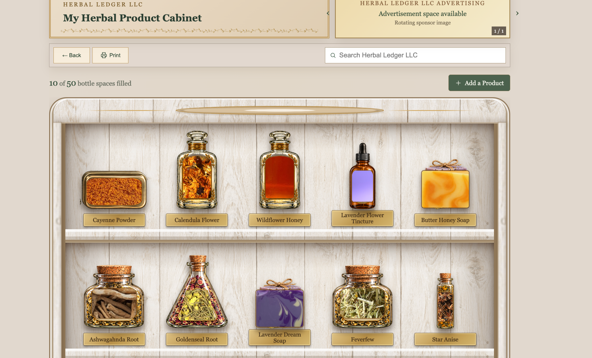 My Herbal Product Cabinet in Herbal Ledger LLC