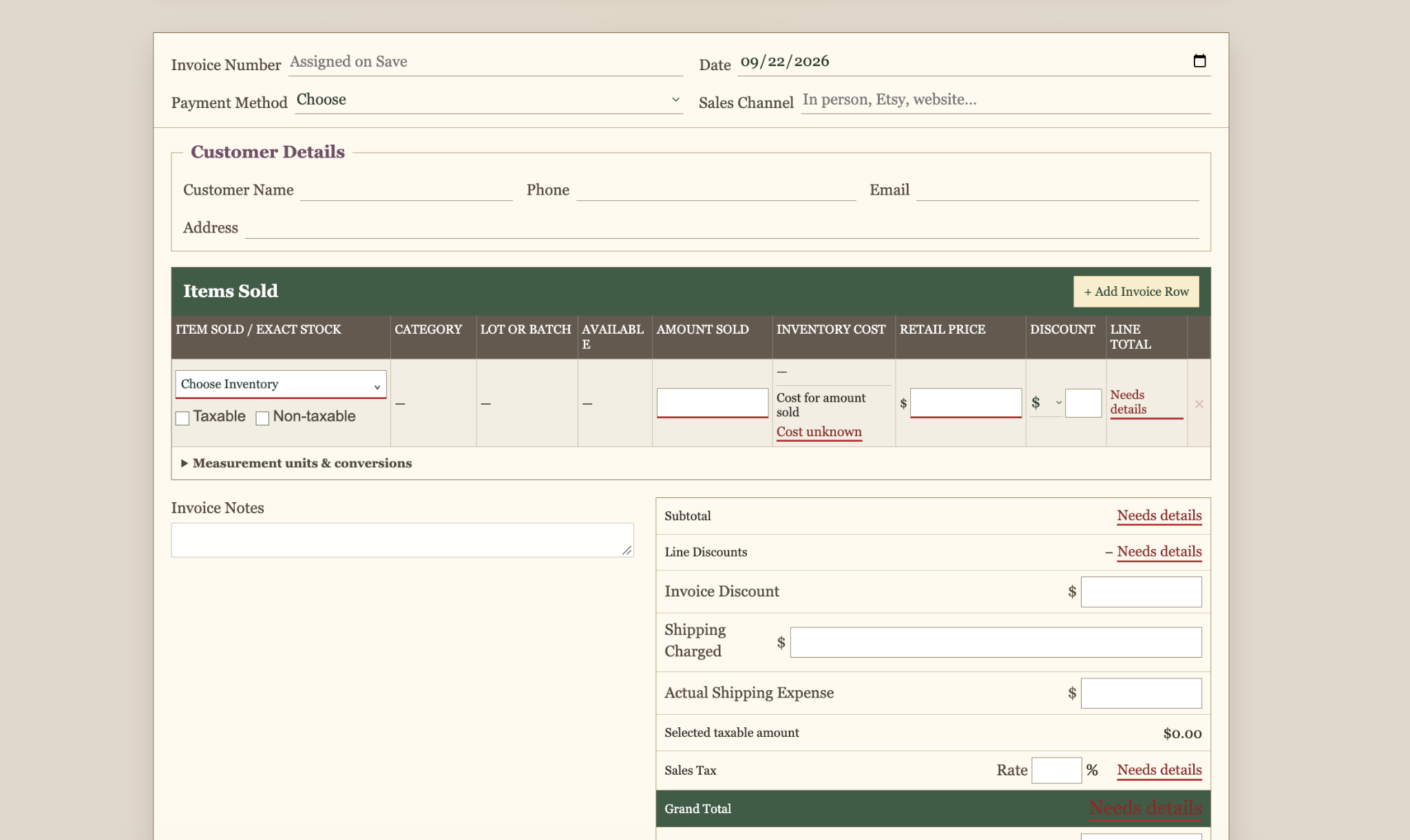 Sales Form in Herbal Ledger LLC